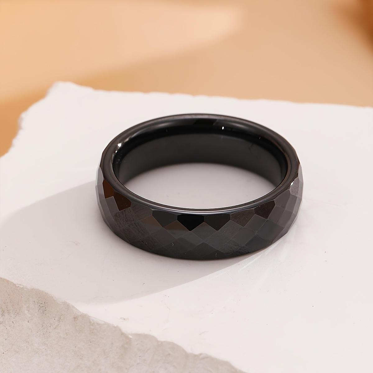 Geometric Cut Ceramic Ring for Couple